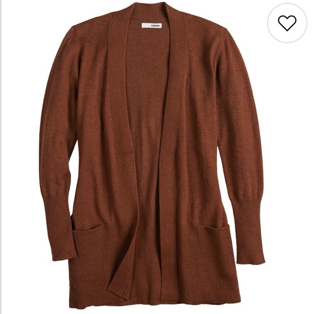 Sonoma brown heather long open cardigan in size small